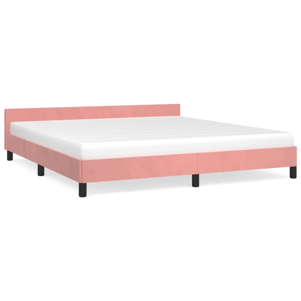 vidaXL Cama con cabecero sin colchón terciopelo rosa 160x200 cm