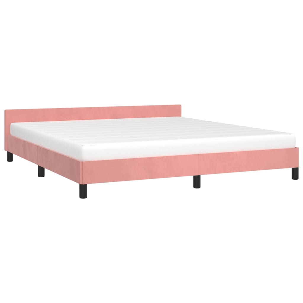 vidaXL Cama con cabecero sin colchón terciopelo rosa 160x200 cm