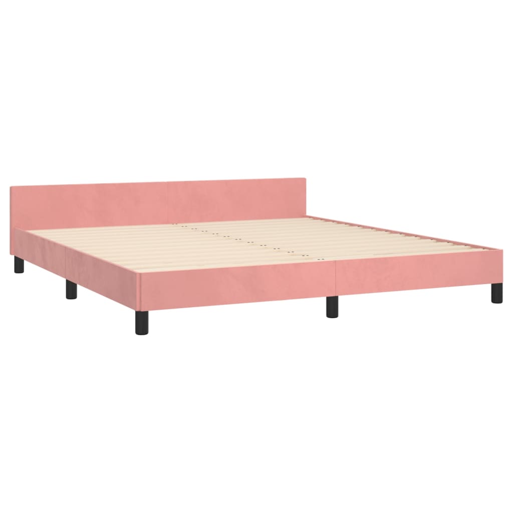 vidaXL Cama con cabecero sin colchón terciopelo rosa 160x200 cm