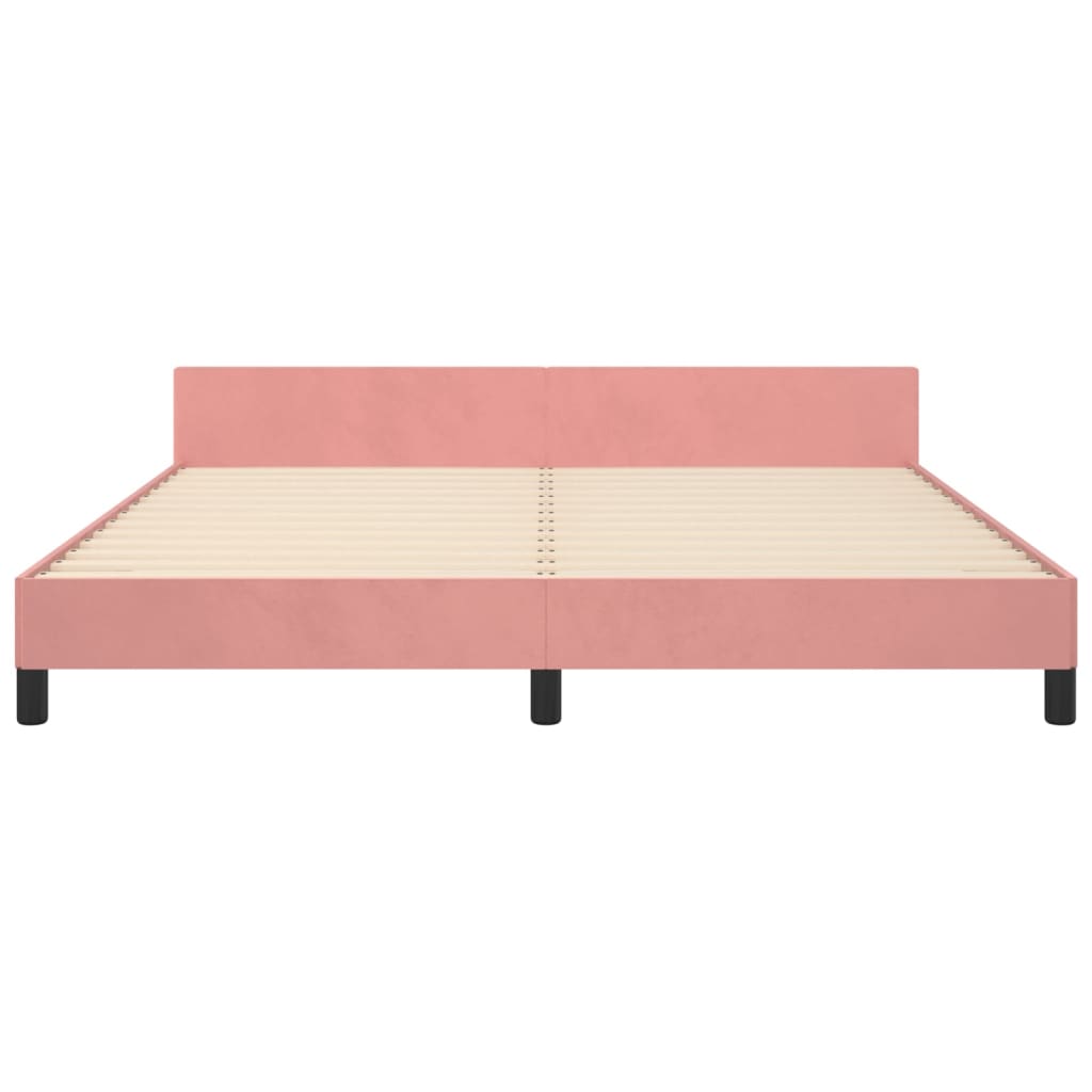 vidaXL Cama con cabecero sin colchón terciopelo rosa 160x200 cm