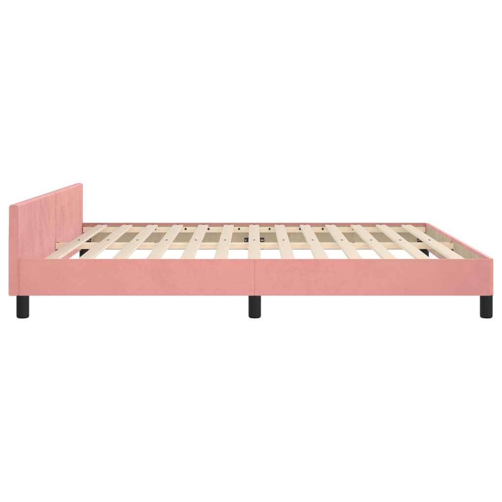 vidaXL Cama con cabecero sin colchón terciopelo rosa 160x200 cm