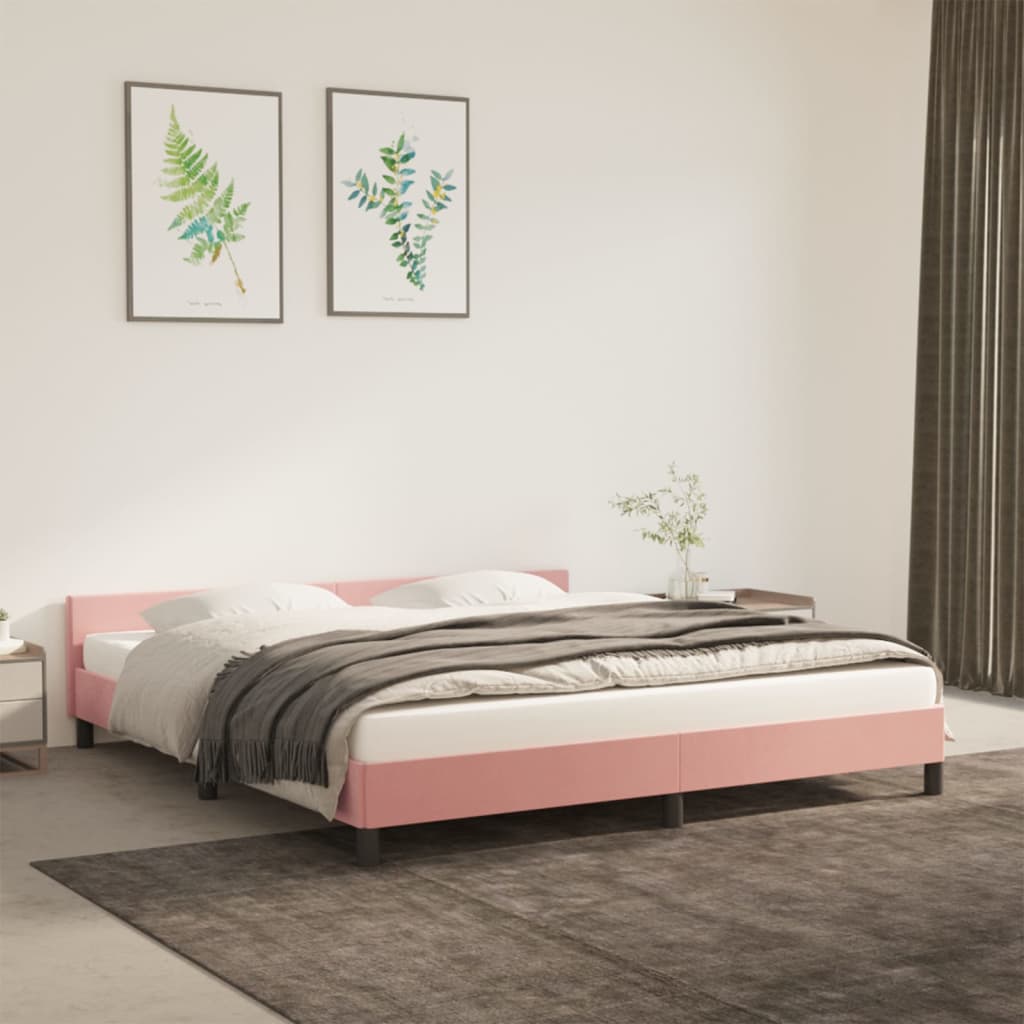 vidaXL Cama con cabecero sin colchón terciopelo rosa 160x200 cm