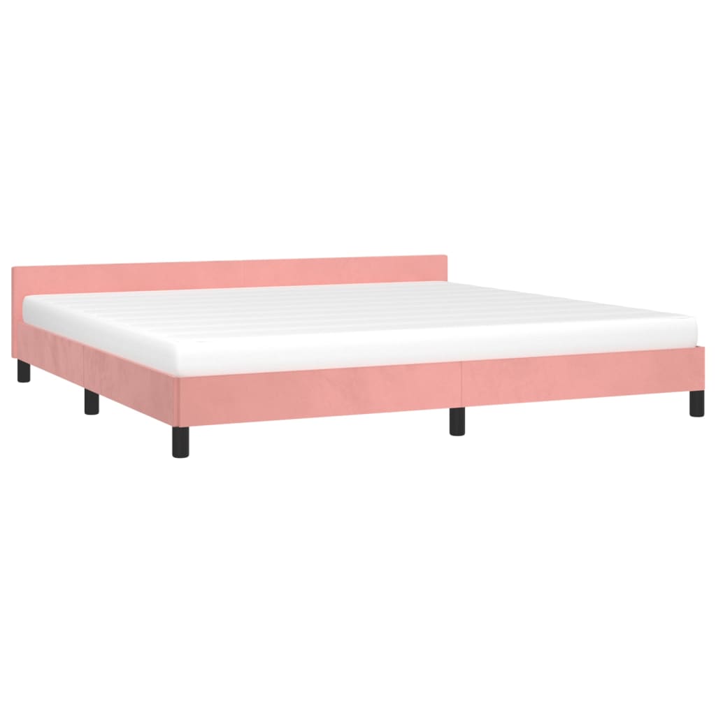 vidaXL Cama con cabecero sin colchón terciopelo rosa 200x200 cm