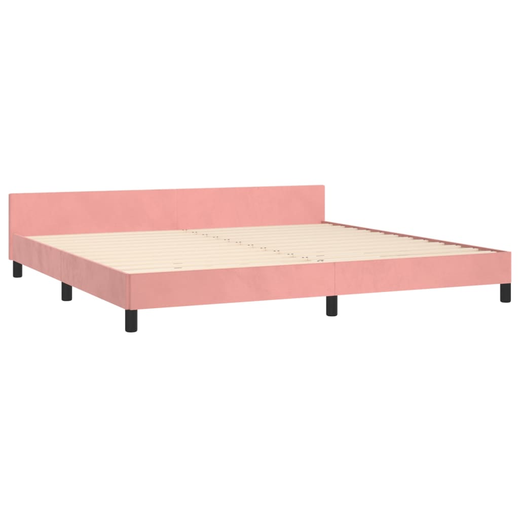 vidaXL Cama con cabecero sin colchón terciopelo rosa 200x200 cm