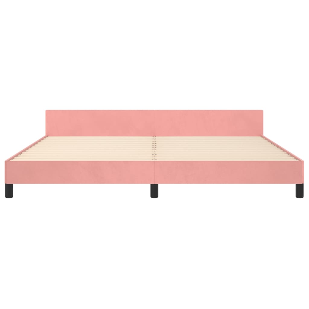 vidaXL Cama con cabecero sin colchón terciopelo rosa 200x200 cm