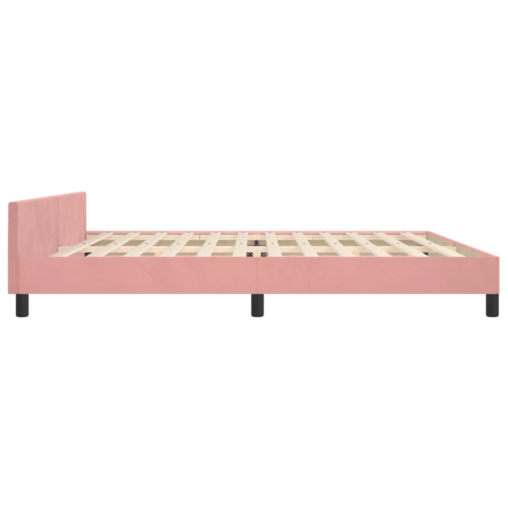 vidaXL Cama con cabecero sin colchón terciopelo rosa 200x200 cm