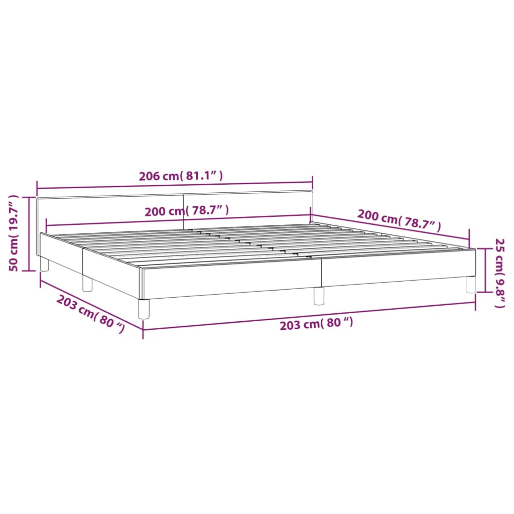 vidaXL Cama con cabecero sin colchón terciopelo rosa 200x200 cm