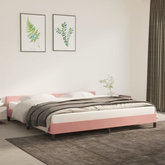 vidaXL Cama con cabecero sin colchón terciopelo rosa 200x200 cm