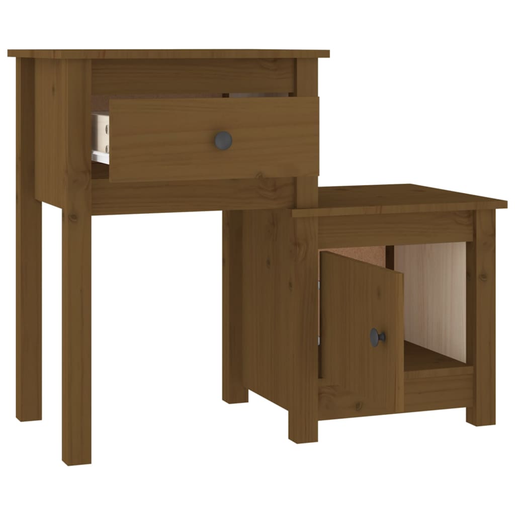 vidaXL Mesitas de noche 2 uds madera pino marrón miel 79,5x38x65,5 cm