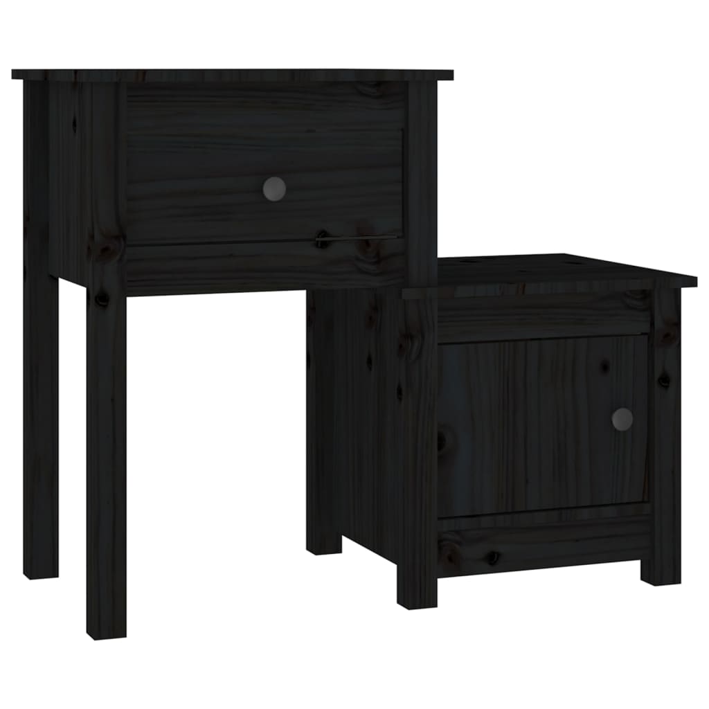 vidaXL Mesitas de noche 2 uds madera de pino negro 79,5x38x65,5 cm