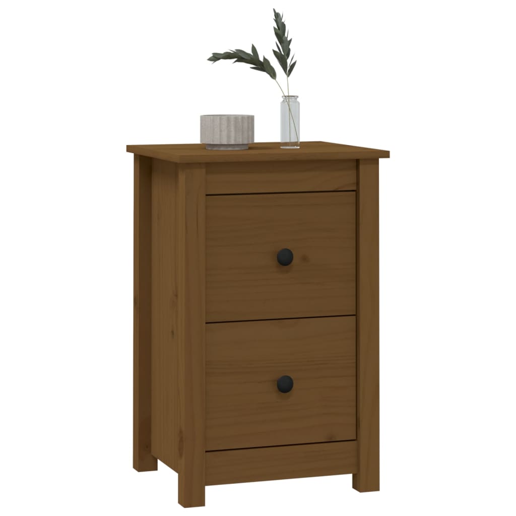 vidaXL Mesita de noche madera maciza de pino marrón miel 40x35x61,5 cm