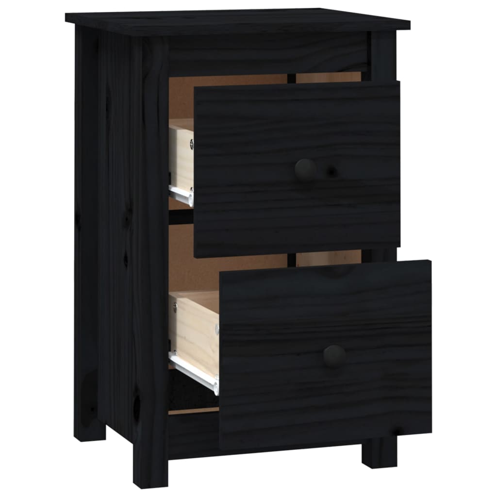 vidaXL Mesitas de noche 2 uds madera maciza de pino negro 40x35x61,5cm