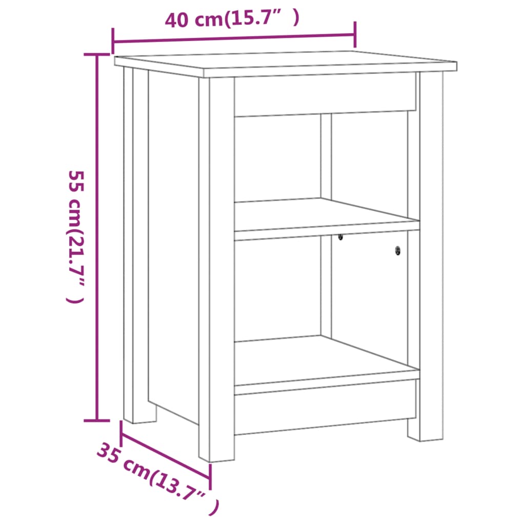 vidaXL Mesitas de noche 2 uds madera maciza de pino blanco 40x35x55 cm