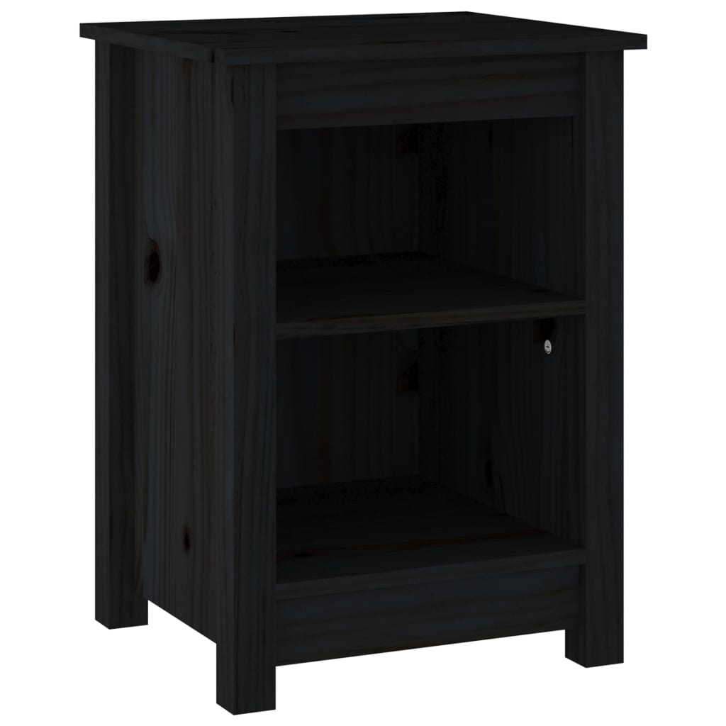 vidaXL Mesitas de noche 2 uds madera maciza de pino negro 40x35x55 cm