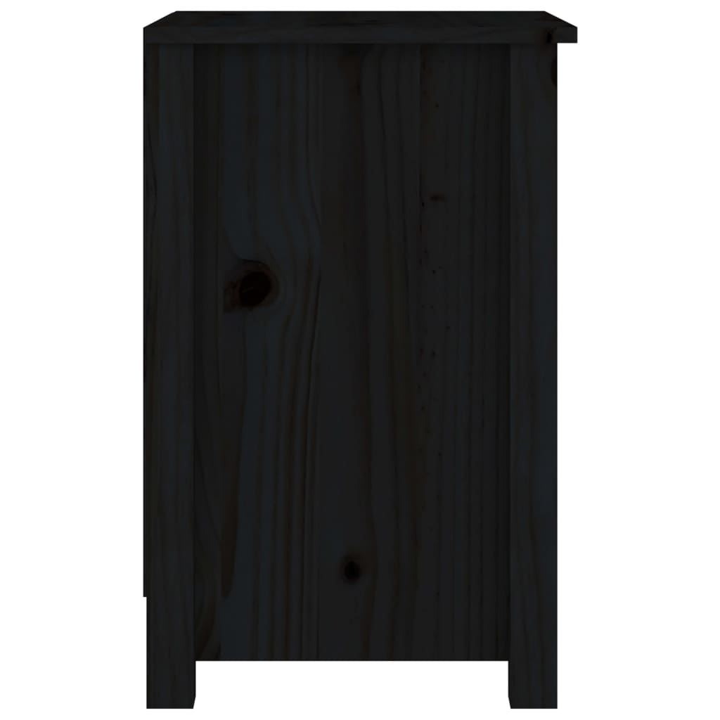 vidaXL Mesitas de noche 2 uds madera maciza de pino negro 40x35x55 cm