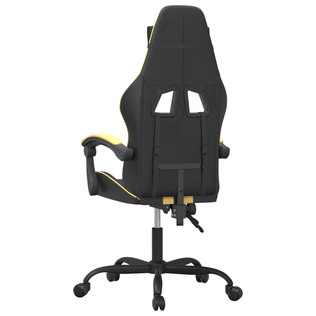 vidaXL Silla gaming giratoria cuero sintético negro y dorado