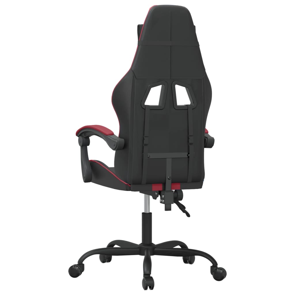 vidaXL Silla gaming giratoria cuero sintético negro y rojo vino tinto