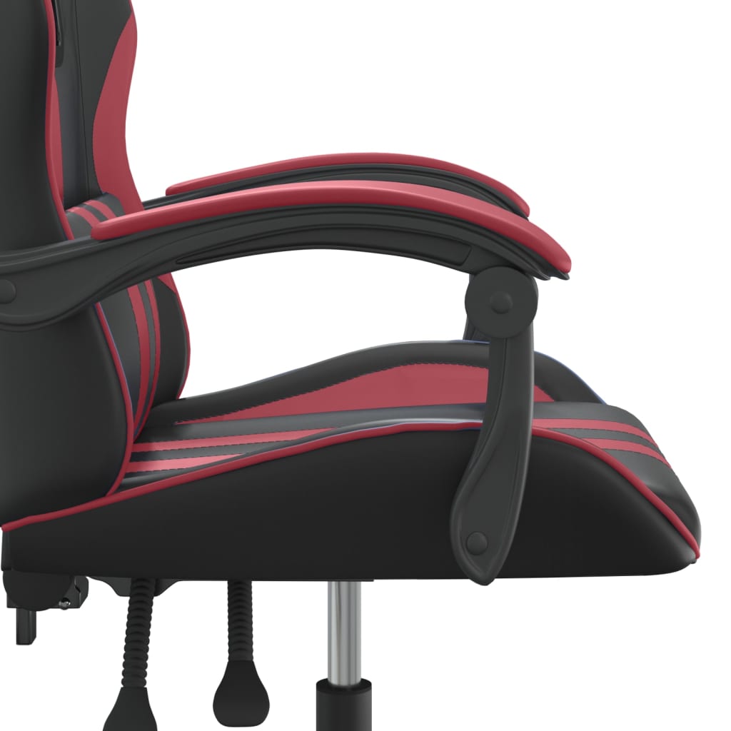 vidaXL Silla gaming giratoria cuero sintético negro y rojo vino tinto