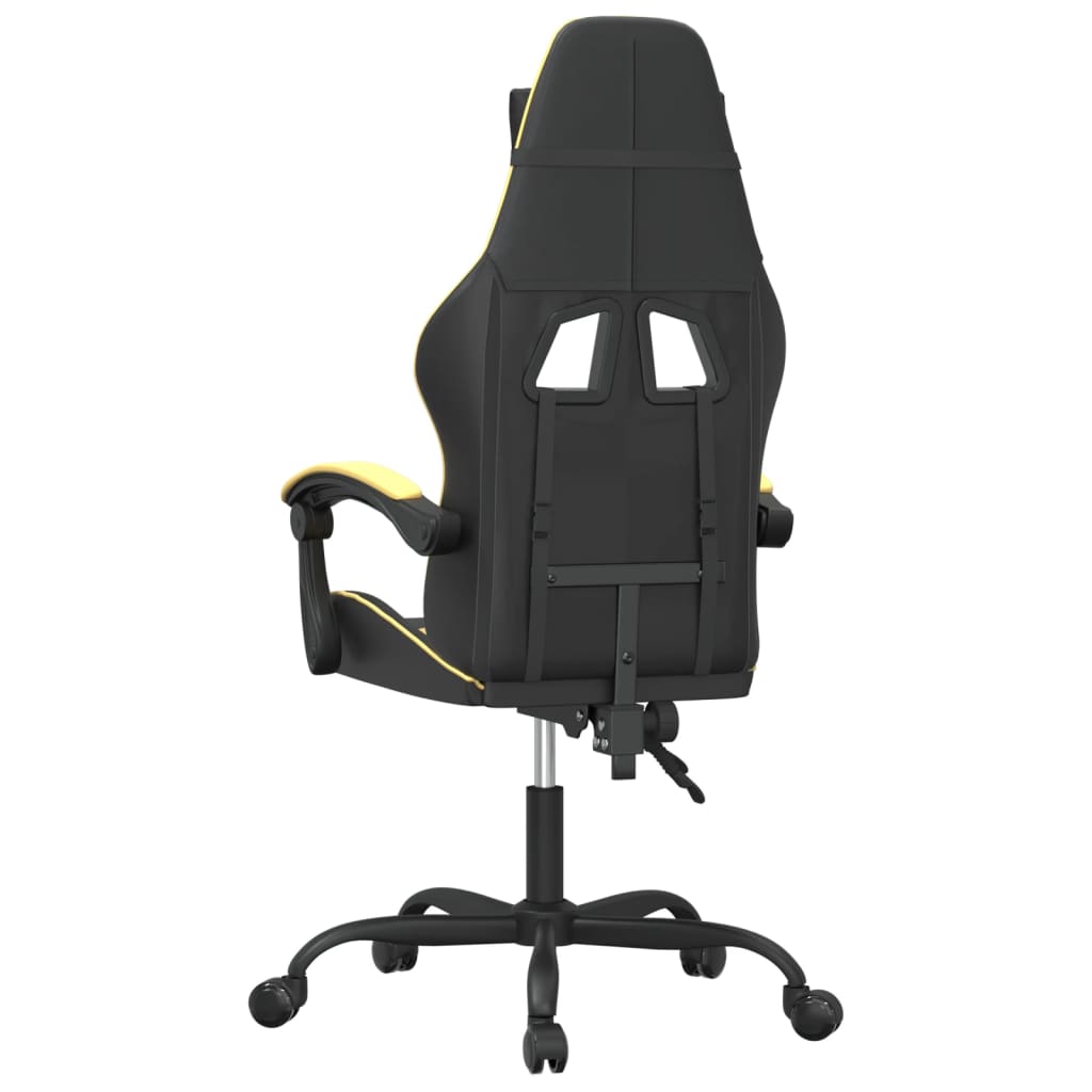 vidaXL Silla gaming giratoria cuero sintético negro y dorado