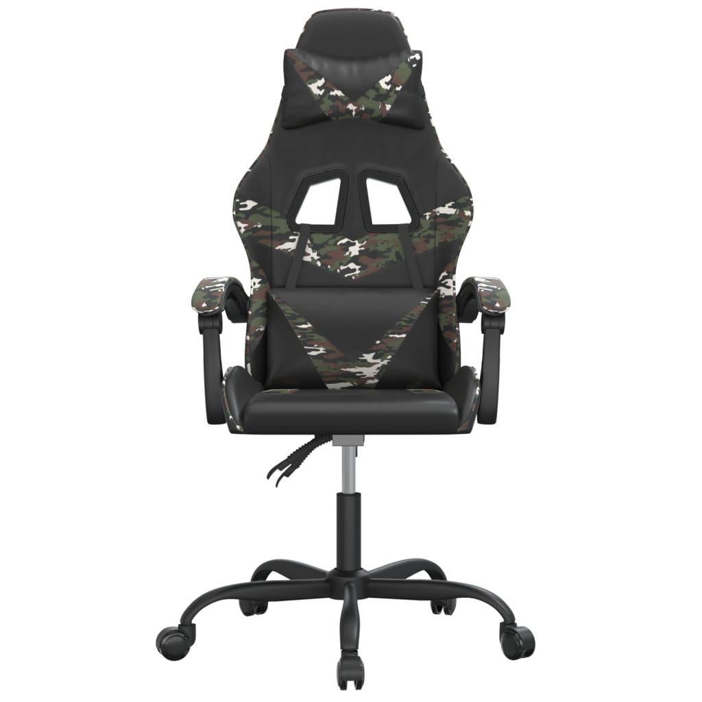 vidaXL Silla gaming giratoria cuero sintético negro y camuflaje