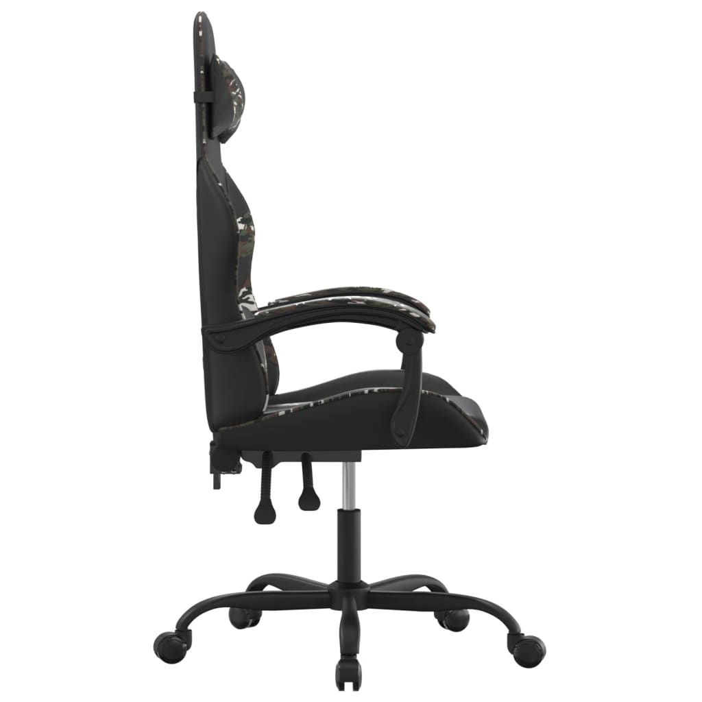 vidaXL Silla gaming giratoria cuero sintético negro y camuflaje