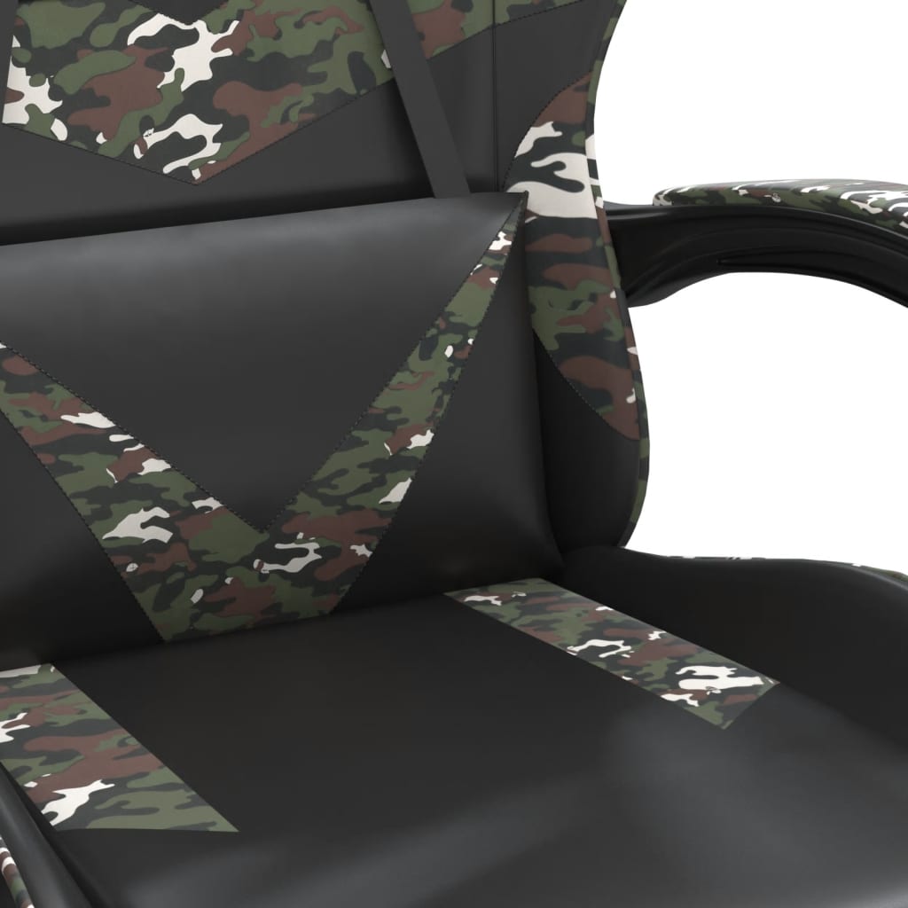 vidaXL Silla gaming giratoria cuero sintético negro y camuflaje