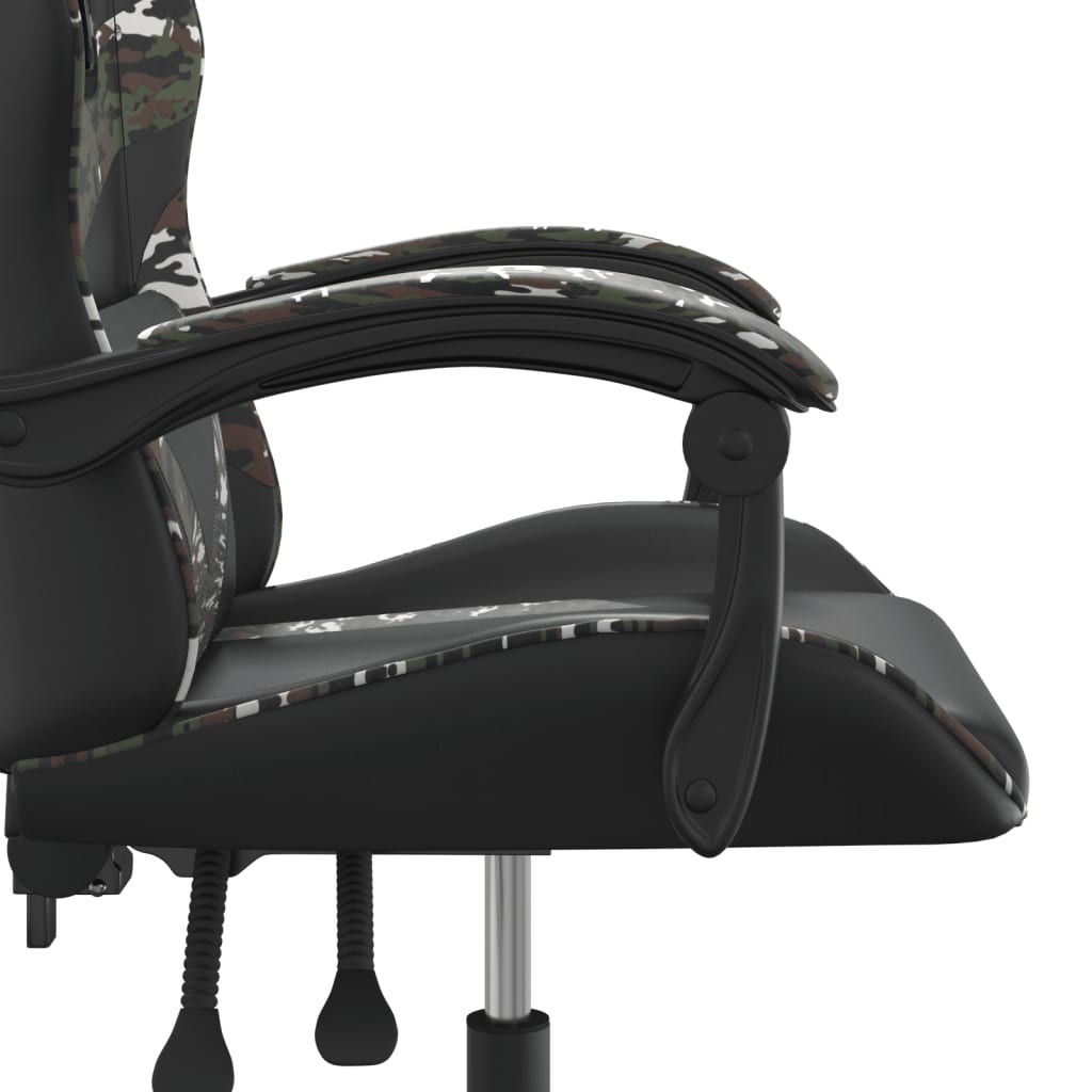 vidaXL Silla gaming giratoria cuero sintético negro y camuflaje