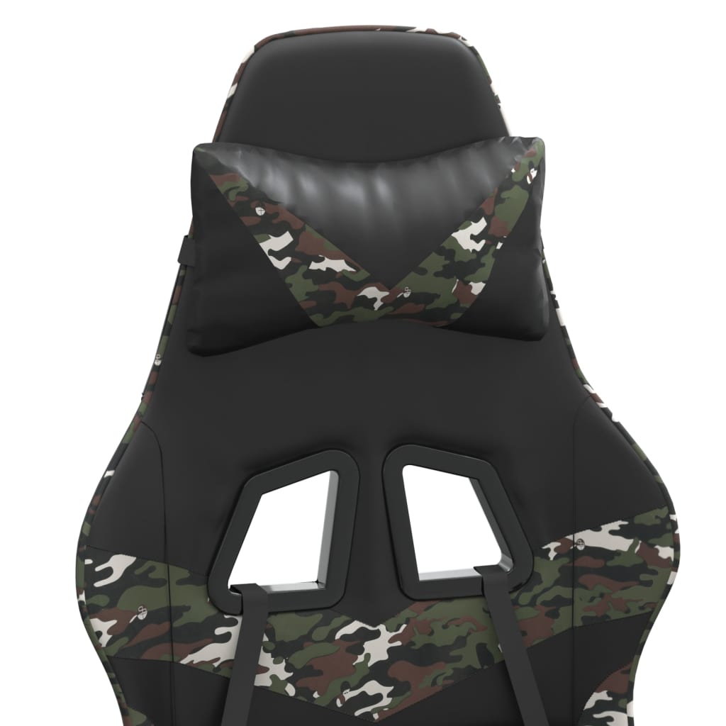 vidaXL Silla gaming giratoria cuero sintético negro y camuflaje