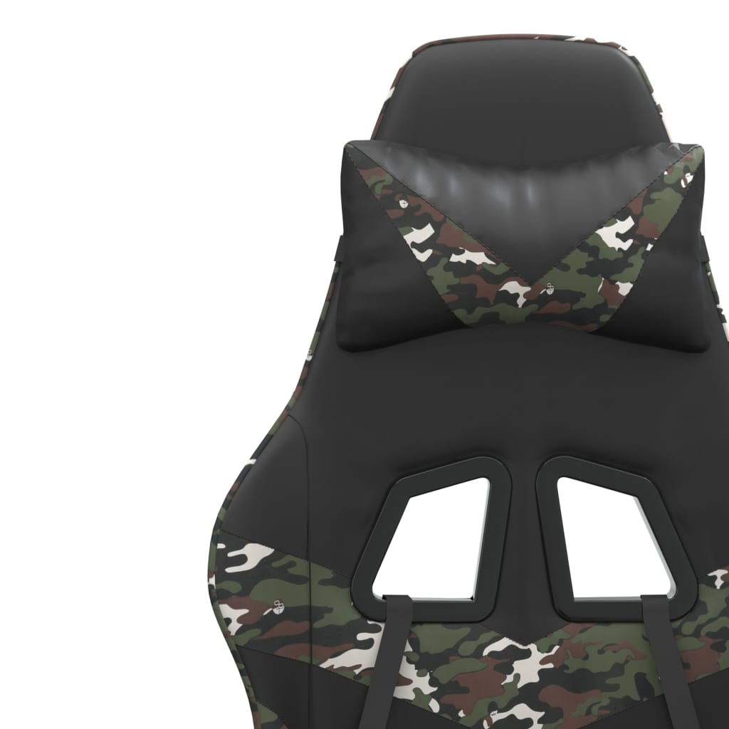 vidaXL Silla gaming giratoria cuero sintético negro y camuflaje