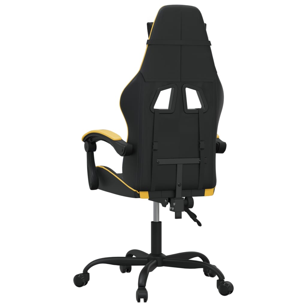 vidaXL Silla gaming giratoria cuero sintético negro y dorado