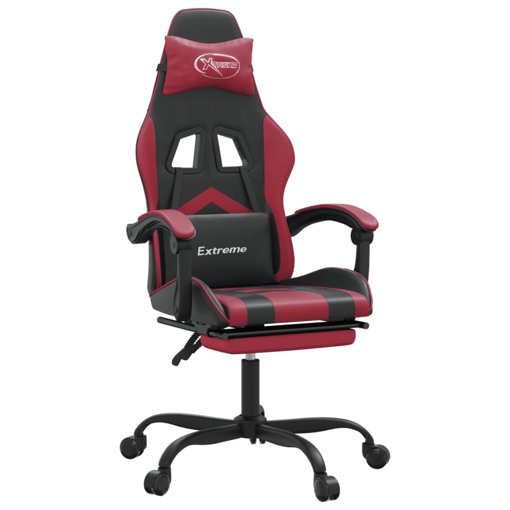 vidaXL Silla gaming giratoria y reposapiés cuero sintético