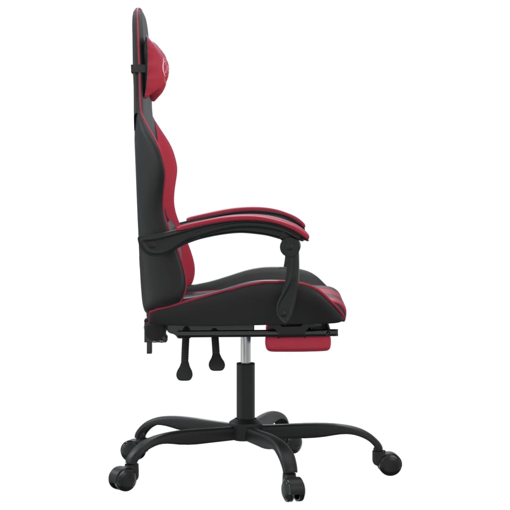 vidaXL Silla gaming giratoria y reposapiés cuero sintético