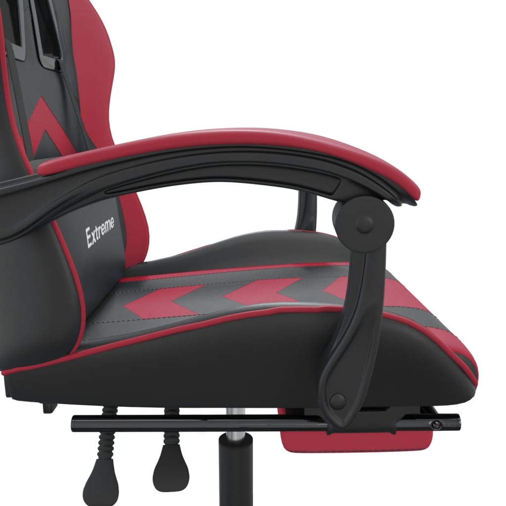 vidaXL Silla gaming giratoria y reposapiés cuero sintético