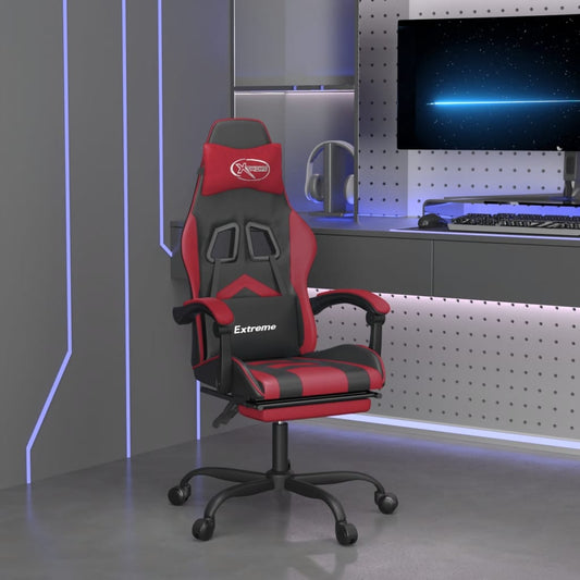 vidaXL Silla gaming giratoria y reposapiés cuero sintético