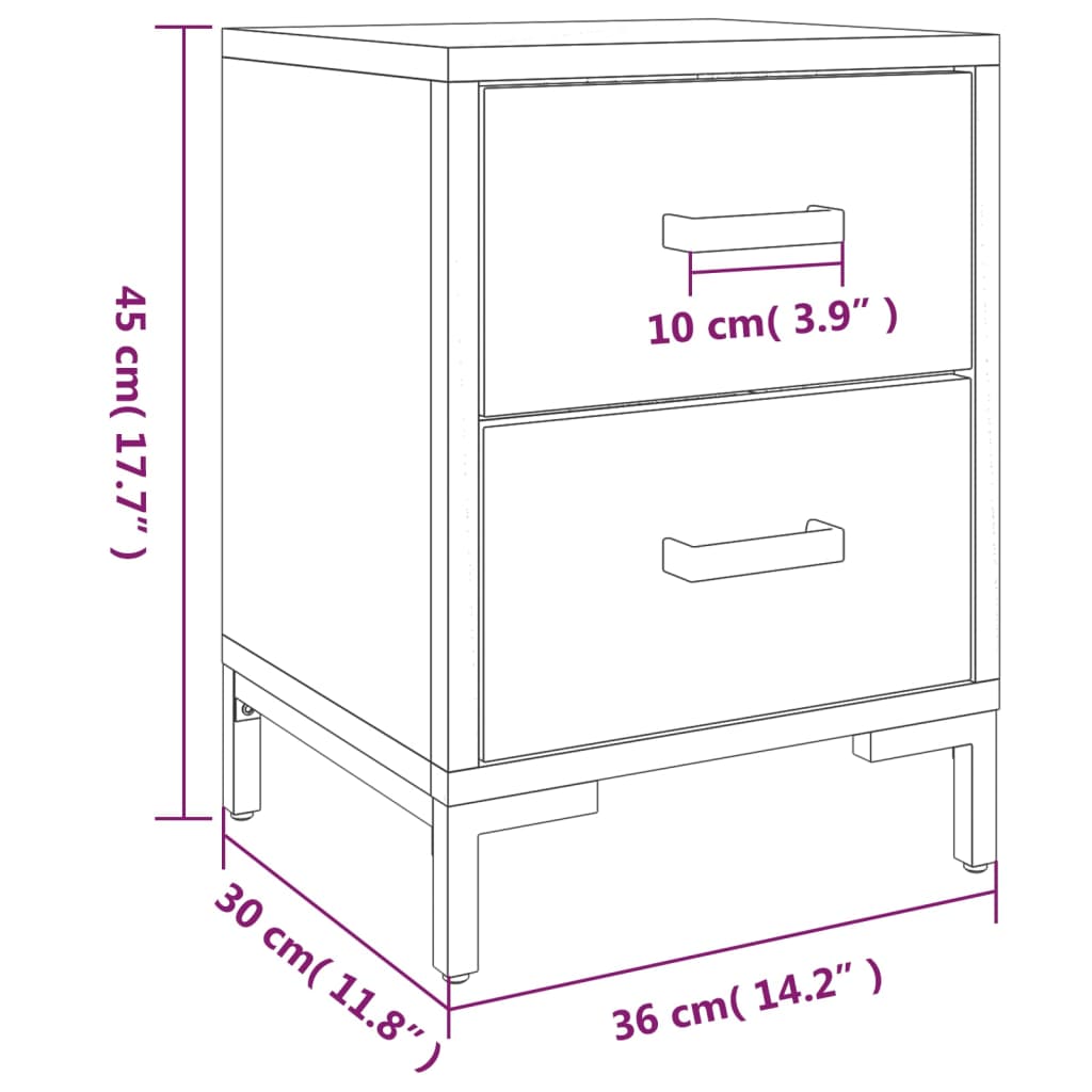 vidaXL Mesita de noche madera maciza de pino marrón 36x30x45 cm