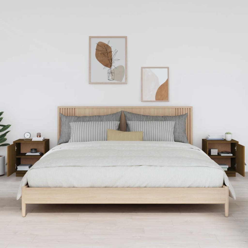 vidaXL Mesitas de noche 2 uds madera de pino marrón miel 40x34x45 cm