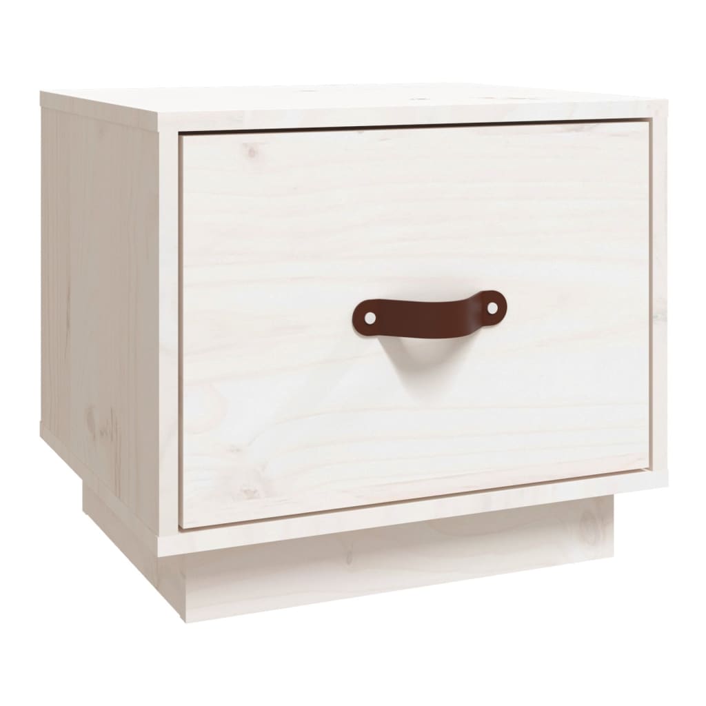 vidaXL Mesita de noche madera maciza de pino blanco 40x34x35 cm