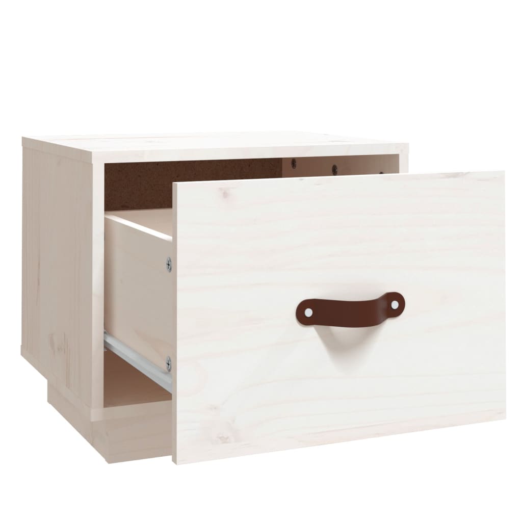 vidaXL Mesita de noche madera maciza de pino blanco 40x34x35 cm