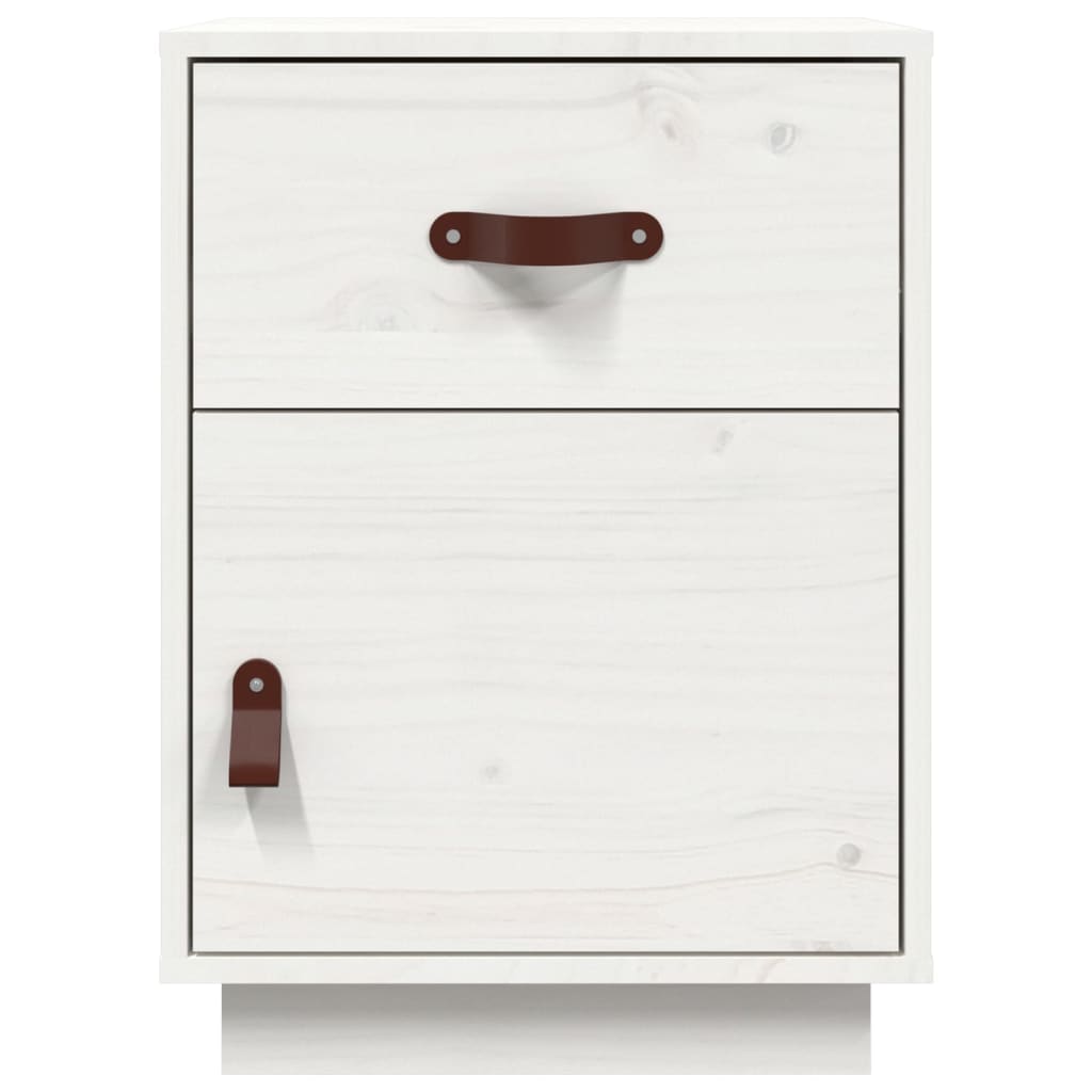 vidaXL Mesita de noche madera maciza de pino blanco 40x34x55 cm