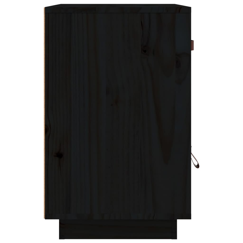 vidaXL Mesita de noche madera maciza de pino negro 40x34x55 cm