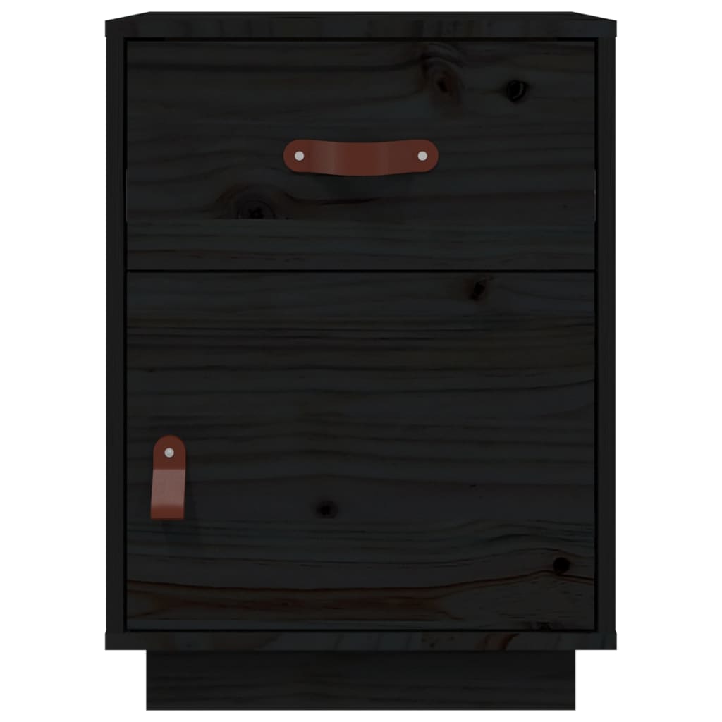 vidaXL Mesitas de noche 2 uds madera maciza de pino negro 40x34x55 cm