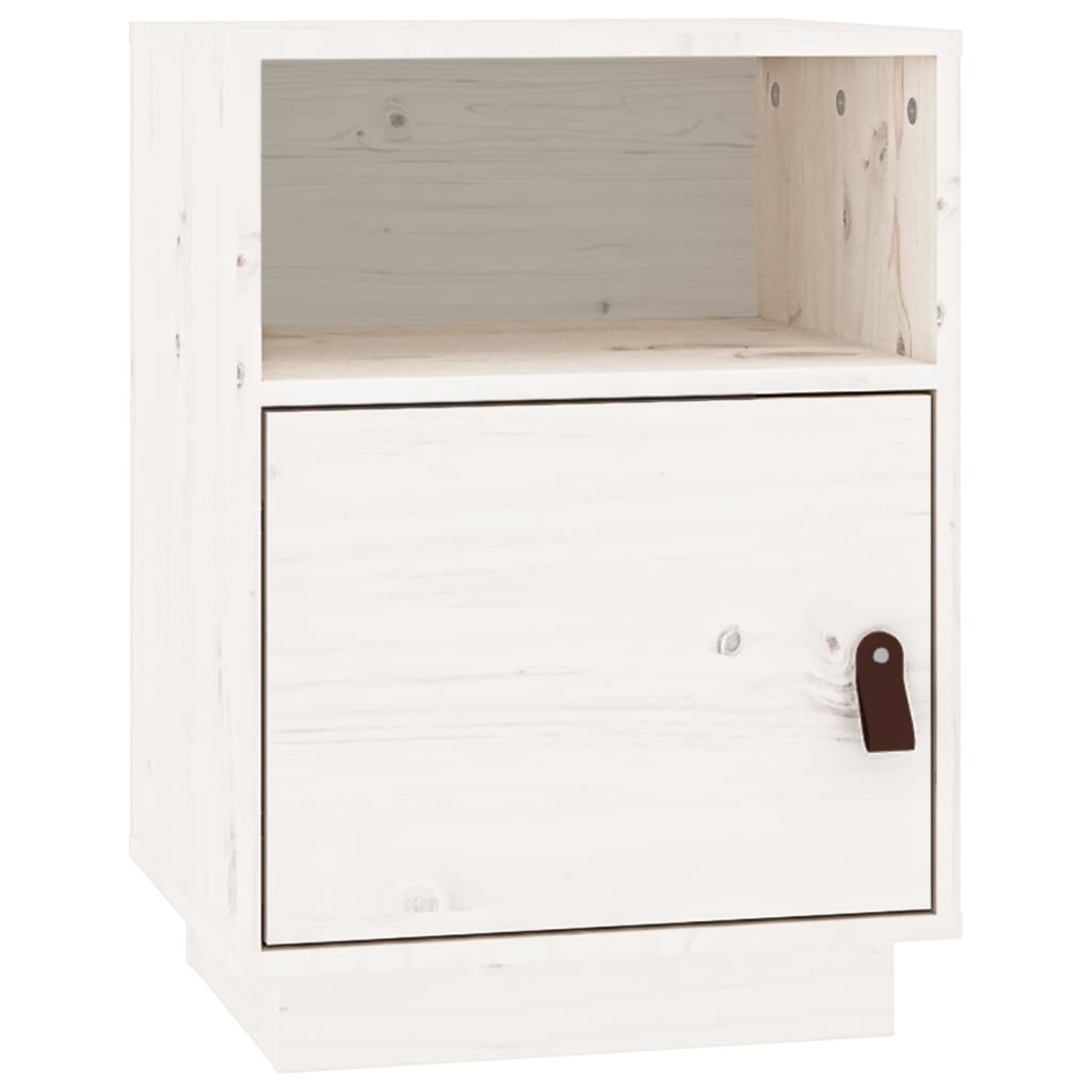 vidaXL Mesita de noche madera maciza de pino blanco 40x34x55 cm