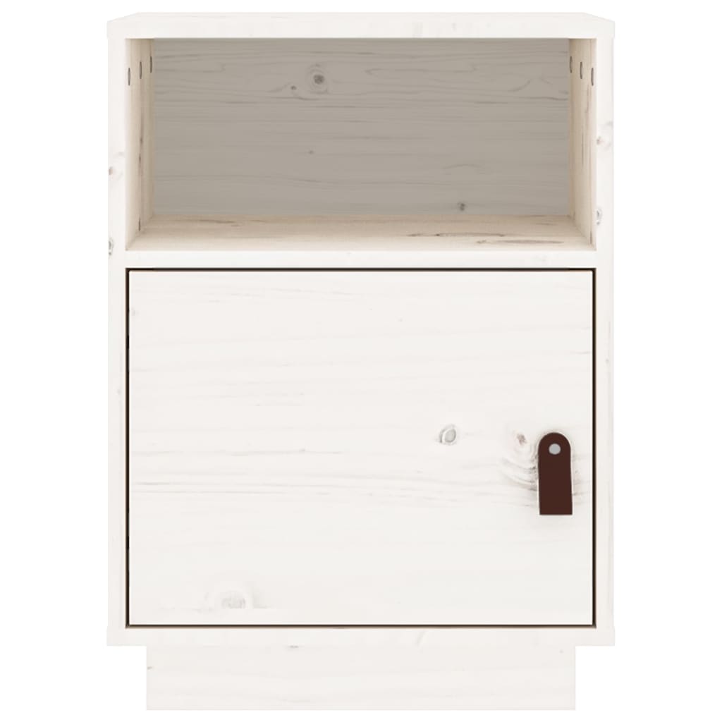 vidaXL Mesita de noche madera maciza de pino blanco 40x34x55 cm