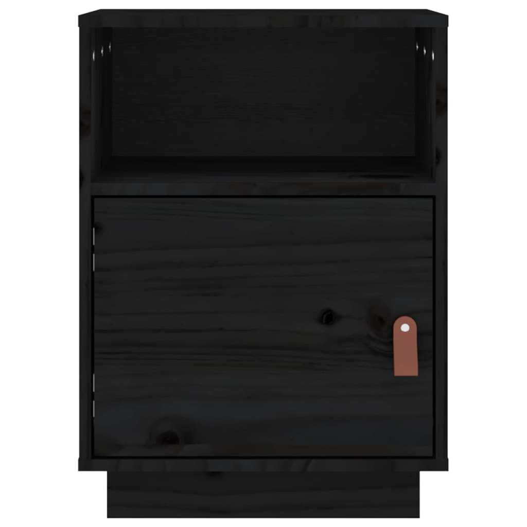 vidaXL Mesita de noche madera maciza de pino negro 40x34x55 cm