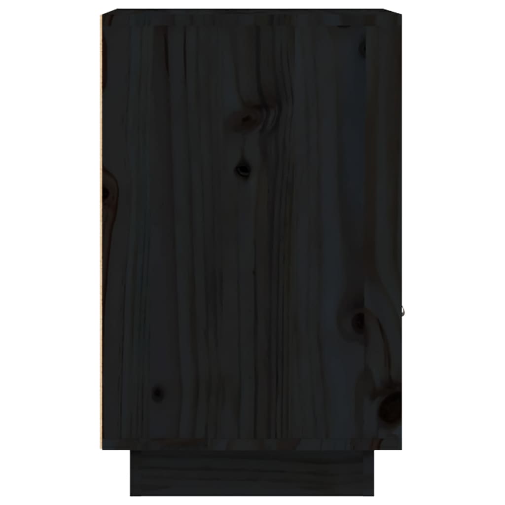 vidaXL Mesita de noche madera maciza de pino negro 40x34x55 cm