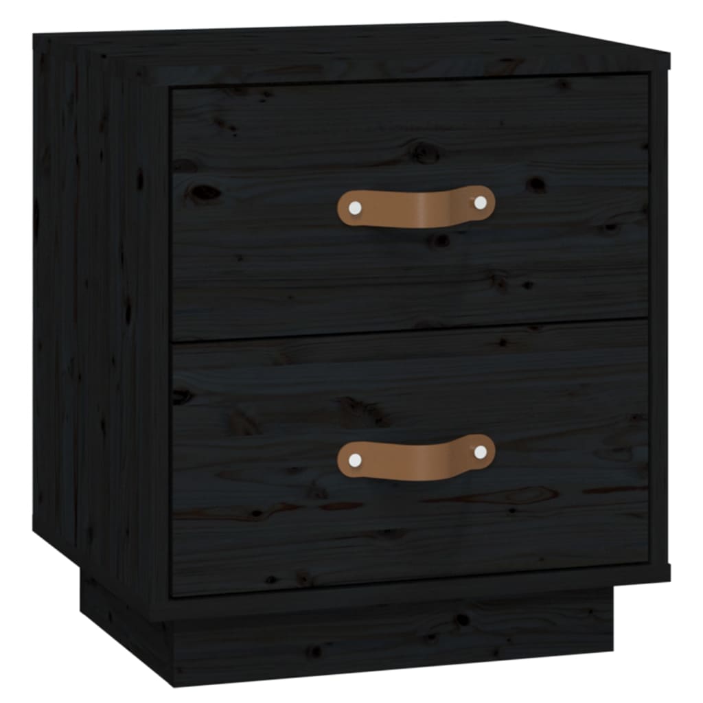 vidaXL Mesitas de noche 2 uds madera maciza de pino negro 40x34x45 cm