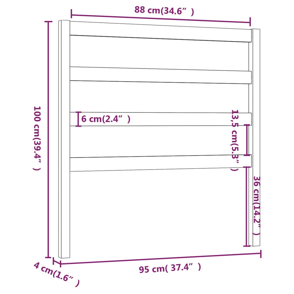 vidaXL Cabecero de cama madera maciza de pino 95x4x100 cm