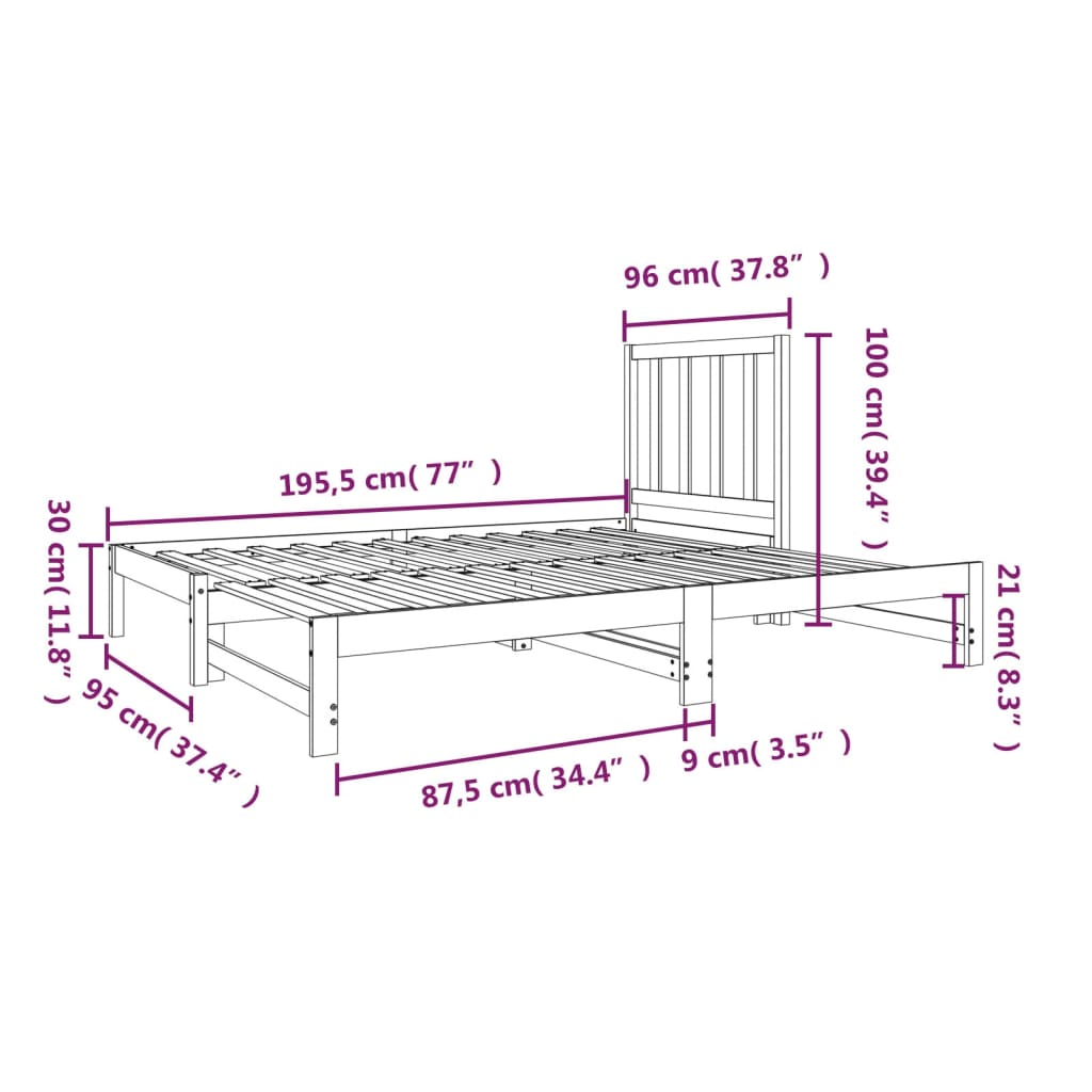 vidaXL Sofá cama extraíble sin colchón 2x(90x190) cm