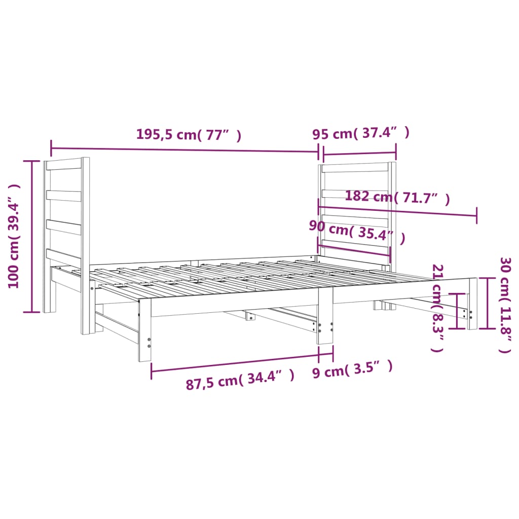 vidaXL Sofá cama extraíble sin colchón blanco 2x(90x190) cm