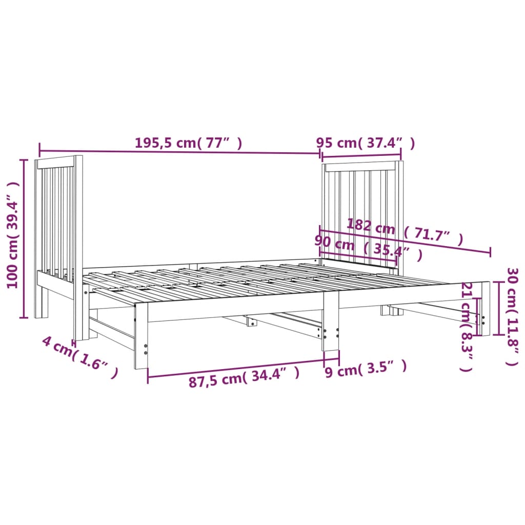 vidaXL Sofá cama extraíble sin colchón 2x(90x190) cm